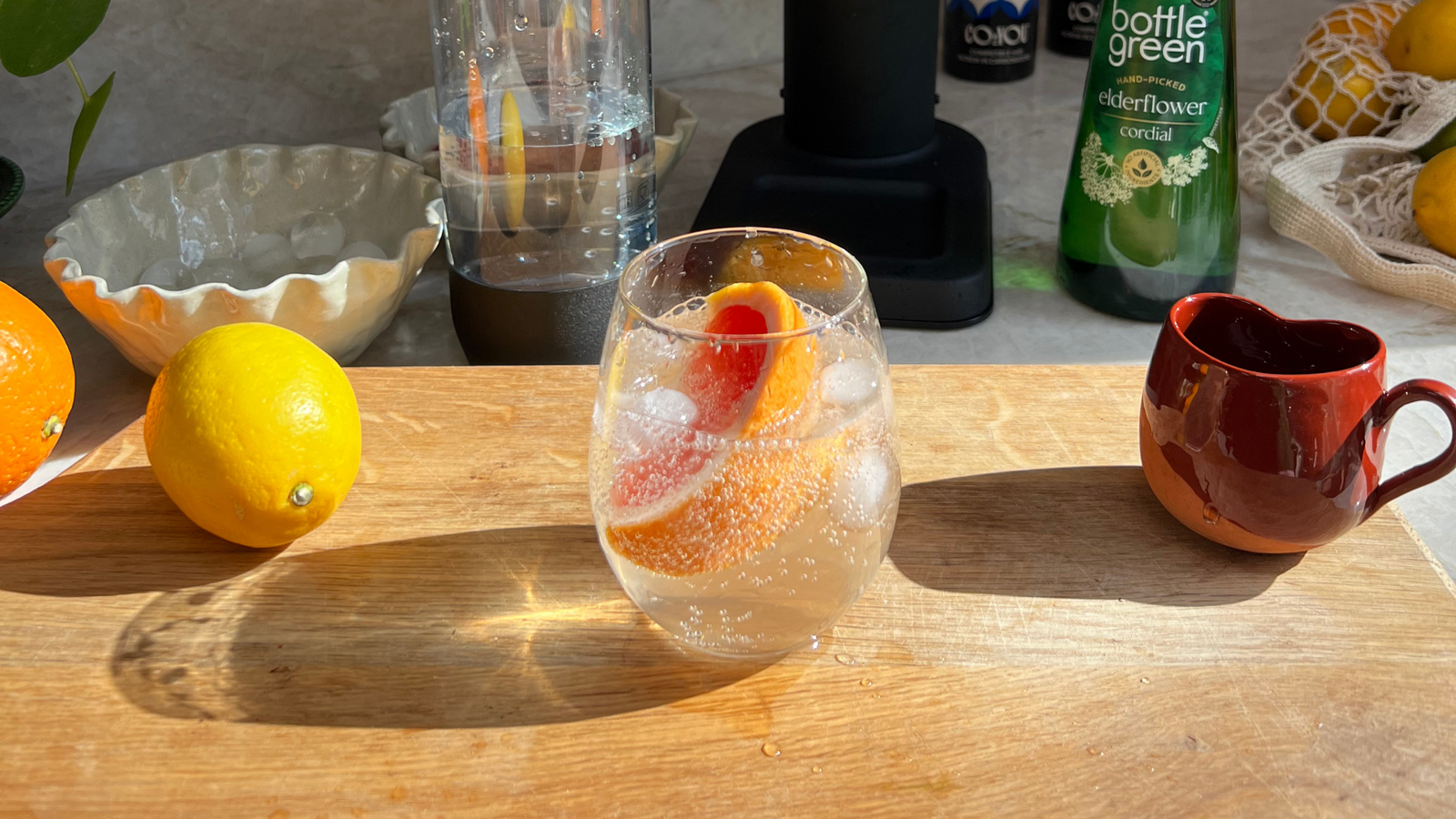 Sparkling Water Recipe: Elderflower Grapefruit Spritz